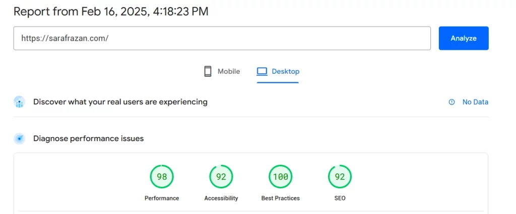 Performance Analysis with Google PageSpeed Insights